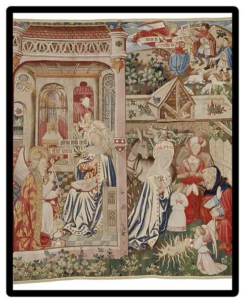 Tapestry depicting the Annunciation and the Nativity, Tournai (wool)
