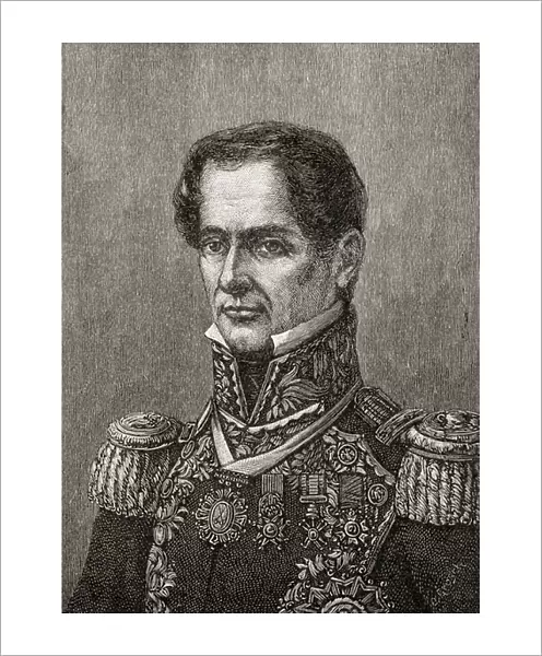 Antonio de Padua Maria Severino Lopez de Santa Anna y Perez de Lebro, from The History of Our Country, published 1905 (engraving)