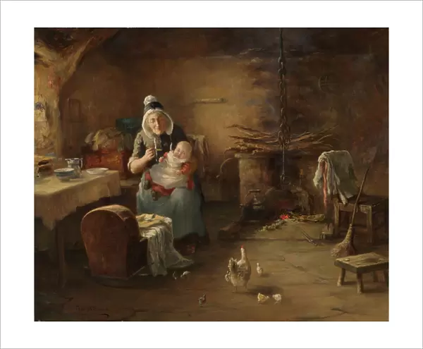 Interior of a Peasant's Cottage (oil on canvas)