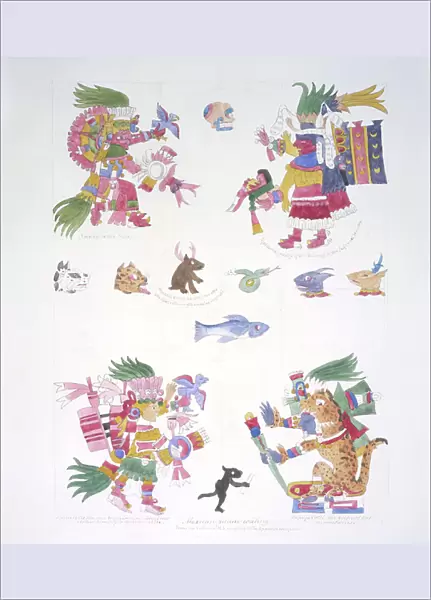 Mexican picture writing from Vatican Ms. relating to the Spanish Conquest, c. 1843-50 (watercolour)
