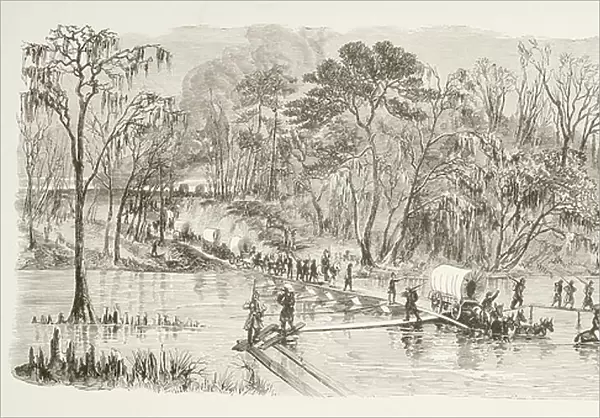 General Sherman's Troops crossing the Edisto River during the March to the Sea (litho)