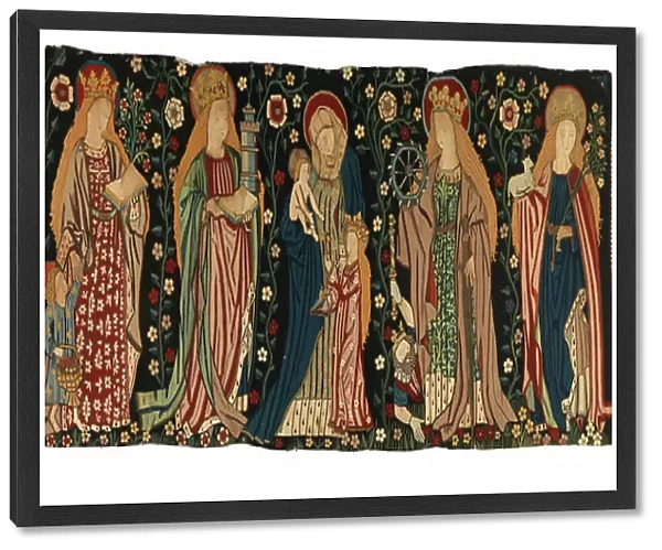 Tapestry antependium depicting St Anne, the Virgin and Christ, and four female saints, from Middle Rhineland, 1475-99 (wool, silk, gold & silver threads)