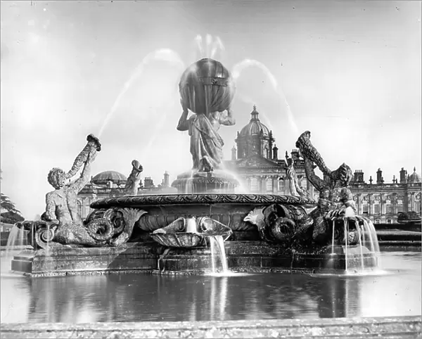 The Atlas Fountain, Castle Howard, from The English Country House (b / w photo)