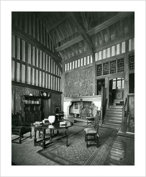 The Great Hall, Crowhurst Place, Surrey, from The English Manor House (b / w photo)