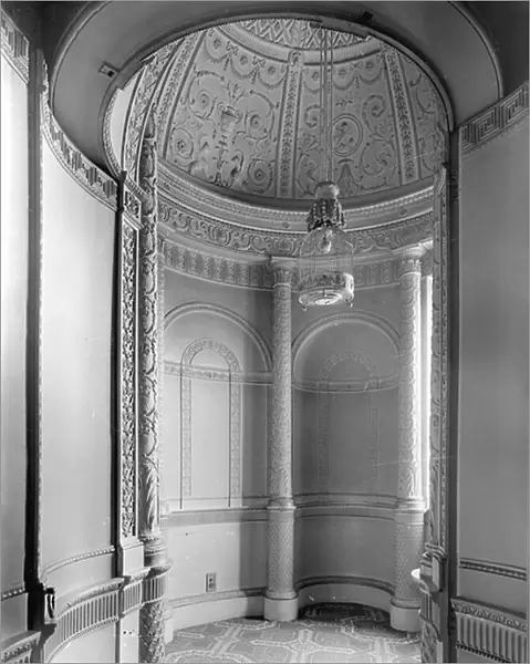 The round closet at the north end of the Long Gallery at Syon House, Middlesex, from The Country Houses of Robert Adam, by Eileen Harris, published 2007 (b / w photo)