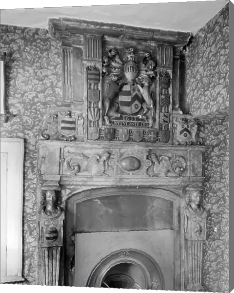 Fireplace, Brereton Hall (b / w photo)