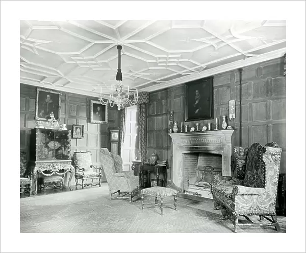 The drawing room, Avebury Manor, Wiltshire, from The English Manor House (b / w photo)