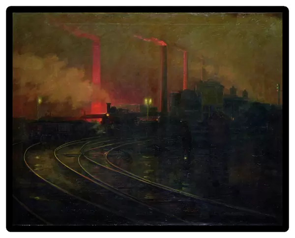 The Steelworks, Cardiff at Night, 1893-97 (oil on canvas)