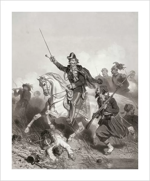 King Victor Emmanuel II at Battle of Palestro (print)