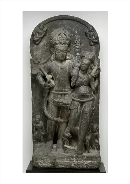 Uma-Maheshvara, c.8th century (grayish green stone)
