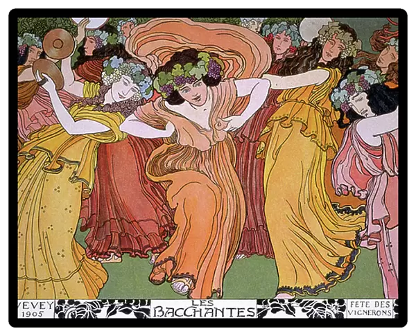 Winemakers feast in Vevey, France: the Bacchantes, 1905 (Illustration)
