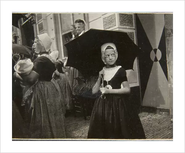 Girl with Umbrella, Photograph from Travels in Europe and North Africa, 1910 (b / w photo)