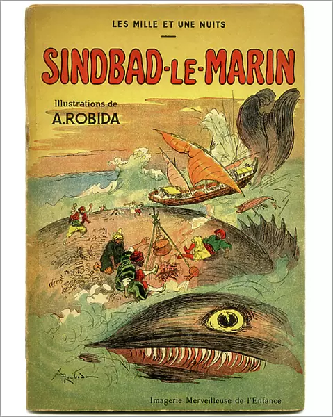 Sindbad the sailor (Sinbad) - tale of the thousand and one (1001) nights - cover of a 1948 book (Fortin edition, collection Marvelous Imaging of Childhood) telling his adventures - illustration by Albert Robida (1848 - 1926)