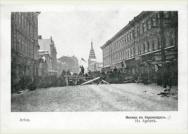 Street barricades during 1905 Russian Revolution