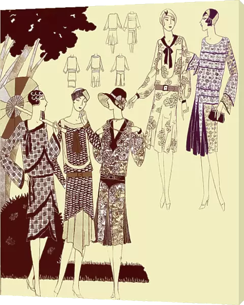 Printed fashion dresses in spring 1928