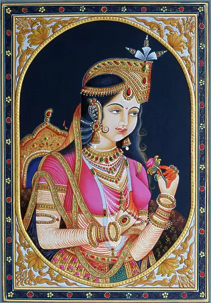 Portrait of Mumtaz Mahal on Paper Painting