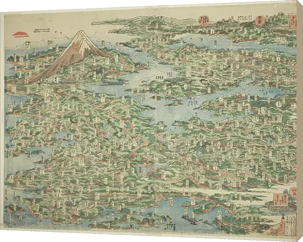 The Famous Places on the Tokaido in One View (Tokaido meisho ichiran), 1818 (colour woodblock print; o-oban)
