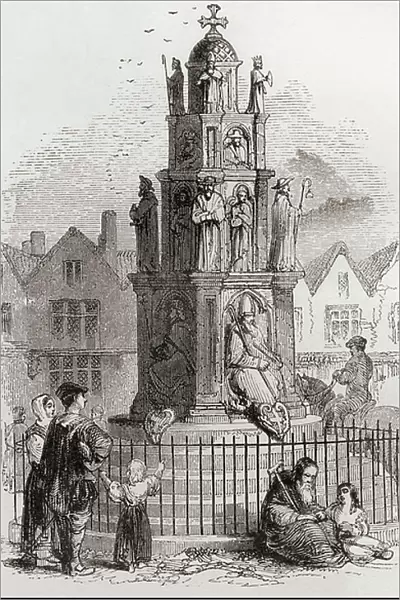 The Cheapside Cross, demolished in May 1643, London, England, 1890 (print)