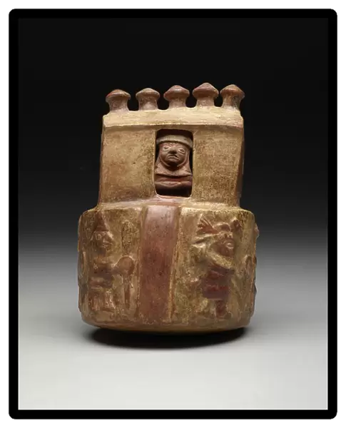 Stirrup-Spout Vessel: Shrine Scene, 150-300 AD (ceramic)