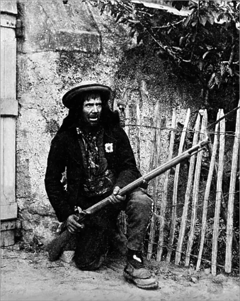 vendean man armed with shotgun, Vendee, France 19th century