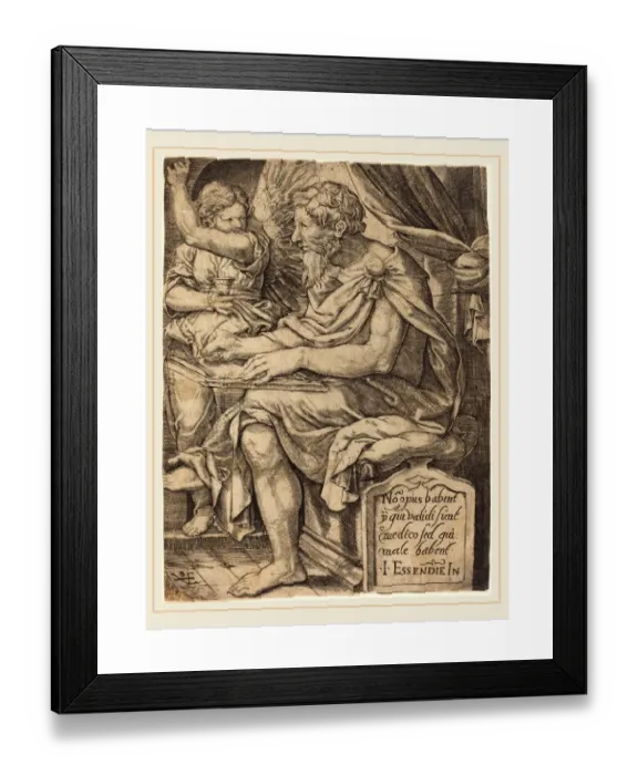 Framed Print : Johann Ladenspelder's Print of Saint Matthew Engraving Framed Print : Johann Ladenspelder's Print of Saint Matthew Engraving