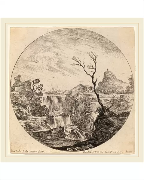 Stefano Della Bella (Italian, 1610-1664), Waterfall with Three Tiers, 1646, etching
