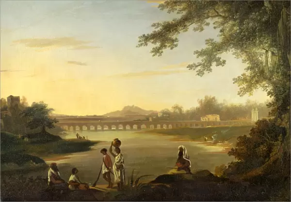 The Marmalong Bridge, with a Sepoy and Natives in the Foreground Extensive View of
