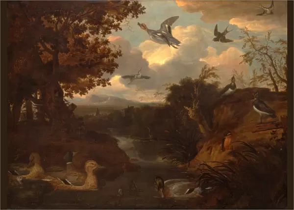 Ducks and Other Birds about a Stream in an Italianate Landscape Enten und andere