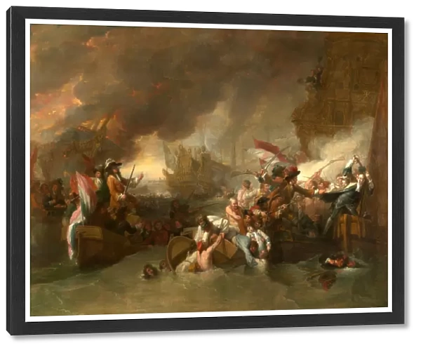 The Battle of La Hogue Signed and dated in black paint, lower left: B. West