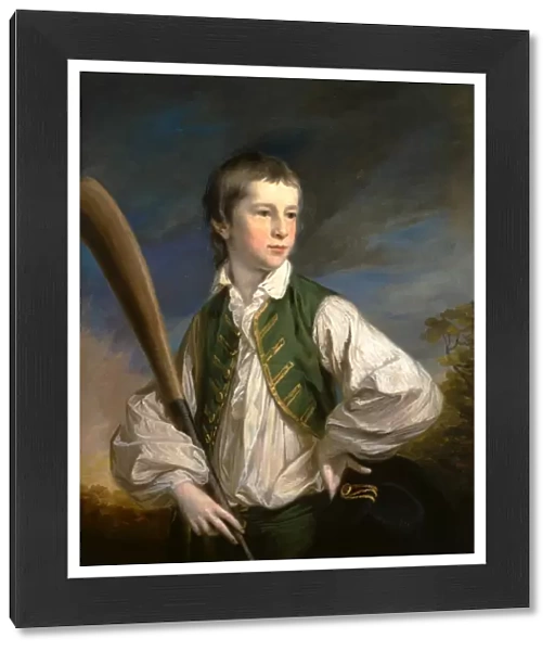 Charles Collyer as a Boy, with a Cricket Bat Signed and dated, lower left: [monogram]FCotes