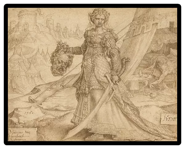 Judith; Maerten van Heemskerck, Dutch, 1498 - 1574; Netherlands, Europe; 1560; Pen