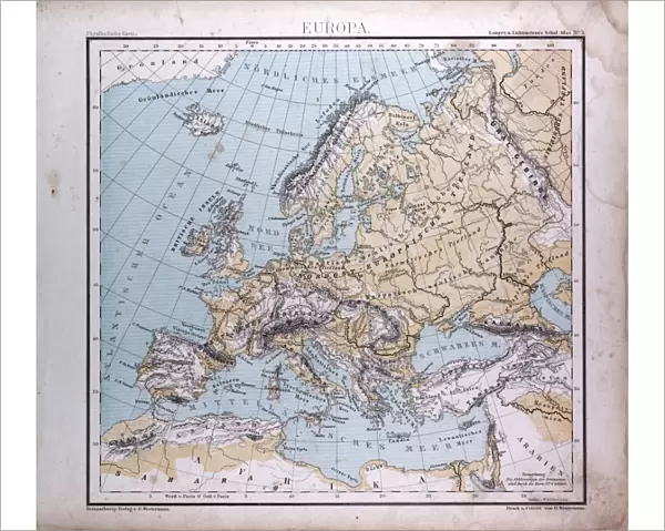 Europe, atlas by Th. von Liechtenstern and Henry Lange, antique map 1869