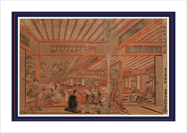 Ukie yukimi shuen no zu, Perspective picture of a drinking party viewing the snow