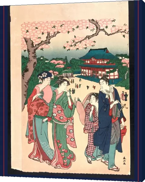 Ueno no hanami, Cherry blossom viewing at Ueno. Katsukawa, Shunzan, active 1780-1800