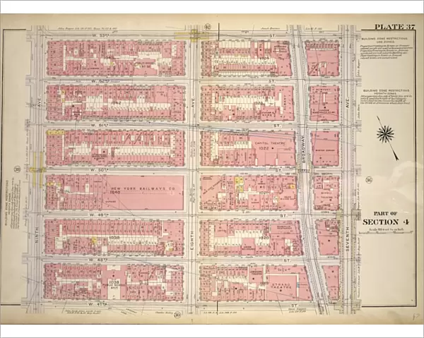 Plate 37, Part of Section 4: Bounded by W. 53rd Street, Seventh Avenue, W. 47th Street