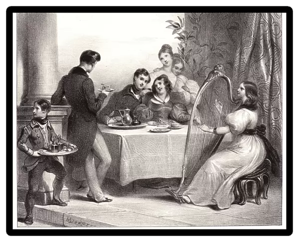 Achille Deveria (French, 1800 - 1857). Le Cafe, 19th century. Lithograph