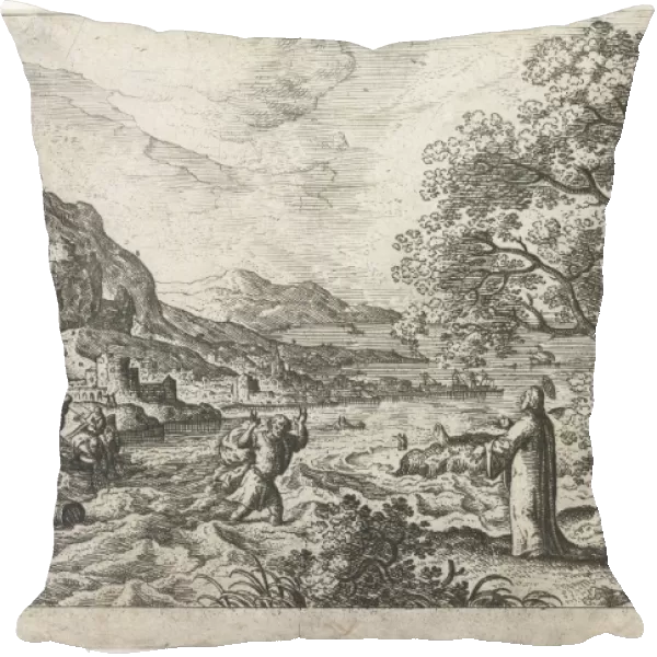 Miraculous fishing, Hans Bol, Anonymous, c. 1550 - c. 1650