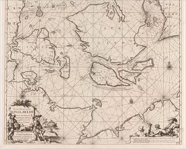 Sea chart of the Danish Islands, part of the coast of Sweden and Germany, Jan Luyken