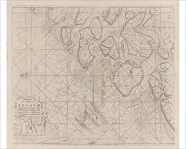 Sea chart of the Zeeland Islands and part of the North Sea, Jan Luyken, Anonymous