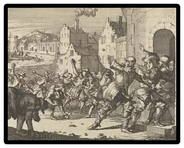 Riots in Vienna as a result of anti-Semitic actions, 1617, Caspar Luyken, Pieter van der Aa