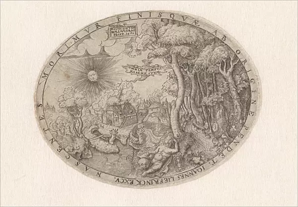 Boy with a skull and hourglass in a landscape, Paulus van Wtewael, Hans Liefrinck (II)