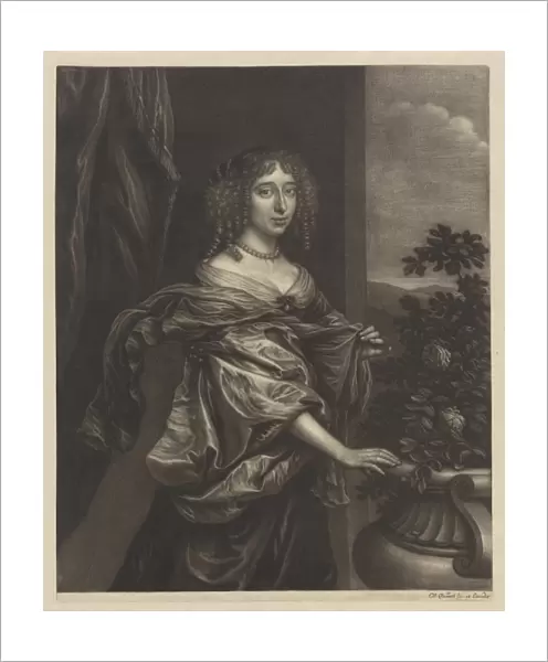 Portrait of a woman with a rose bush, Wallerant Vaillant, 1658 - 1677