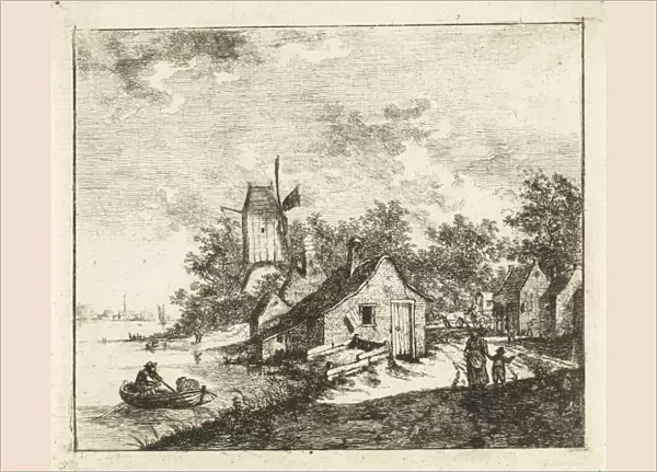 Village on a river, Johannes Huibert Prins, in or after 1776