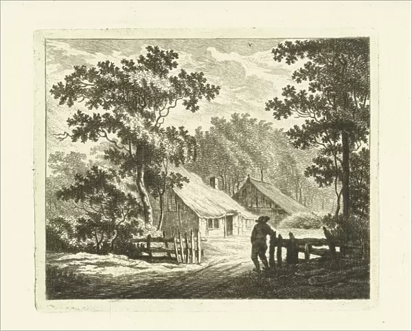 Landscape with farm house and yard with fence, Johannes van Cuylenburgh, 1803 - 1841