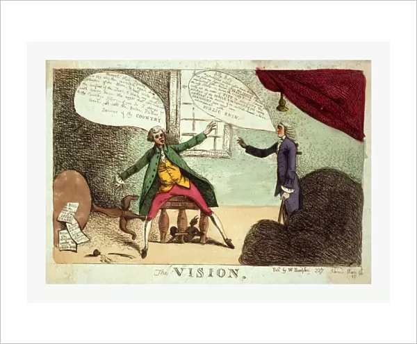 The vision, engraving 1785, a young man, possibly William Pitt, the younger, being