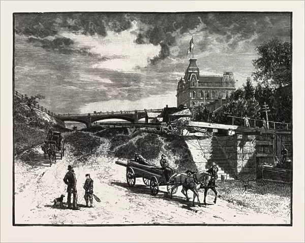 Ottawa, Rideau Canal Locks, Canada, Nineteenth Century Engraving