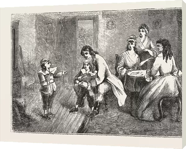 SCENE FROM THE VICAR OF WAKEFIELD, ENGRAVING 1876, UK, britain, british, europe