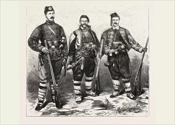 The War, Two Members of the Young Bulgarian on the Right, Engraving 1876