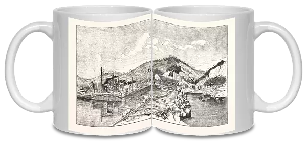 Experiments with the 100 Ton Gun at Spezia or LA Spezia, Italy, Engraving 1876