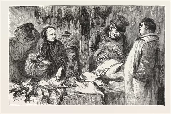 Choosing the Christmas Turkey; Fat and Lean, Engraving 1876